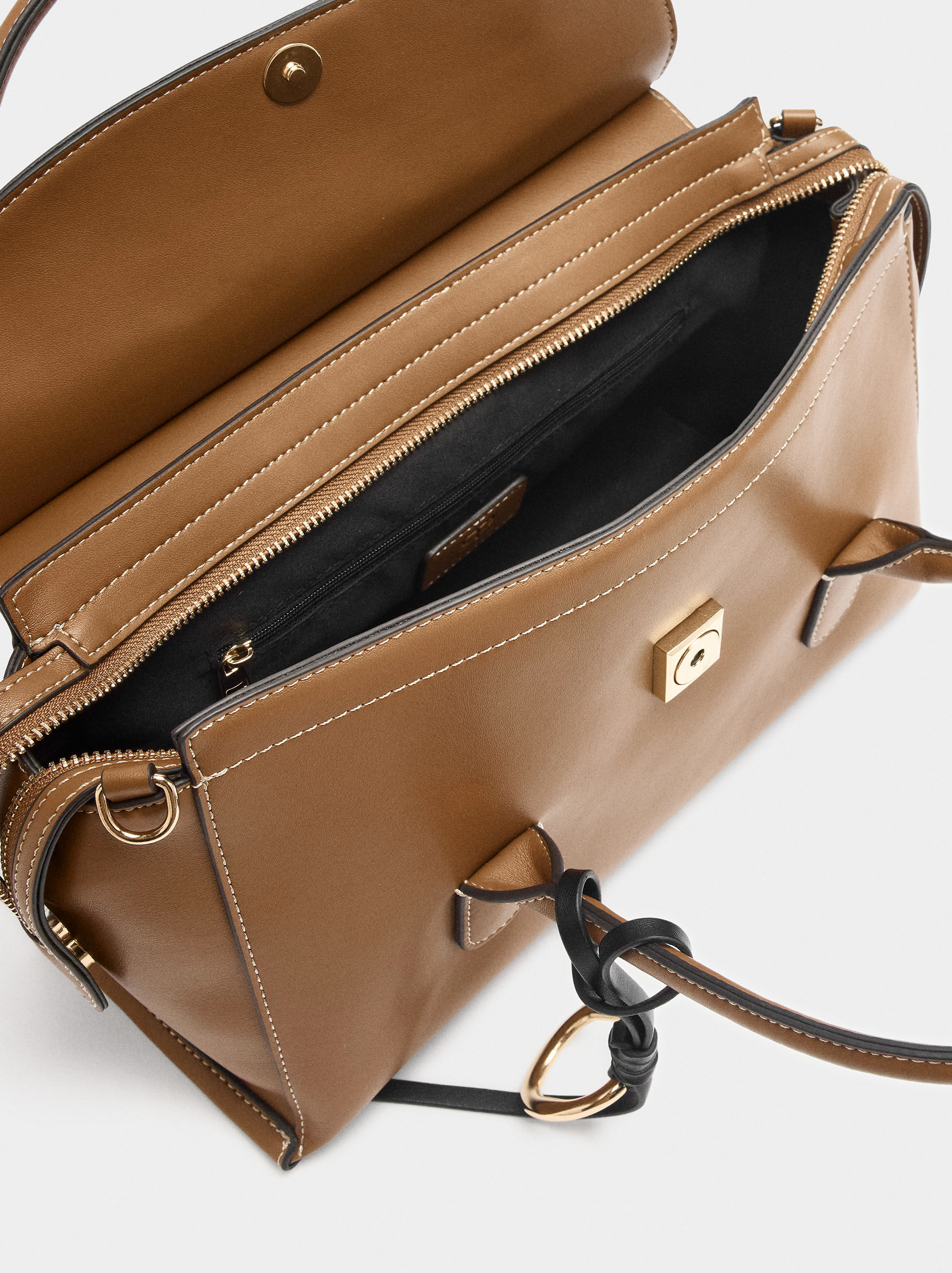 Bolso tote liso con solapa