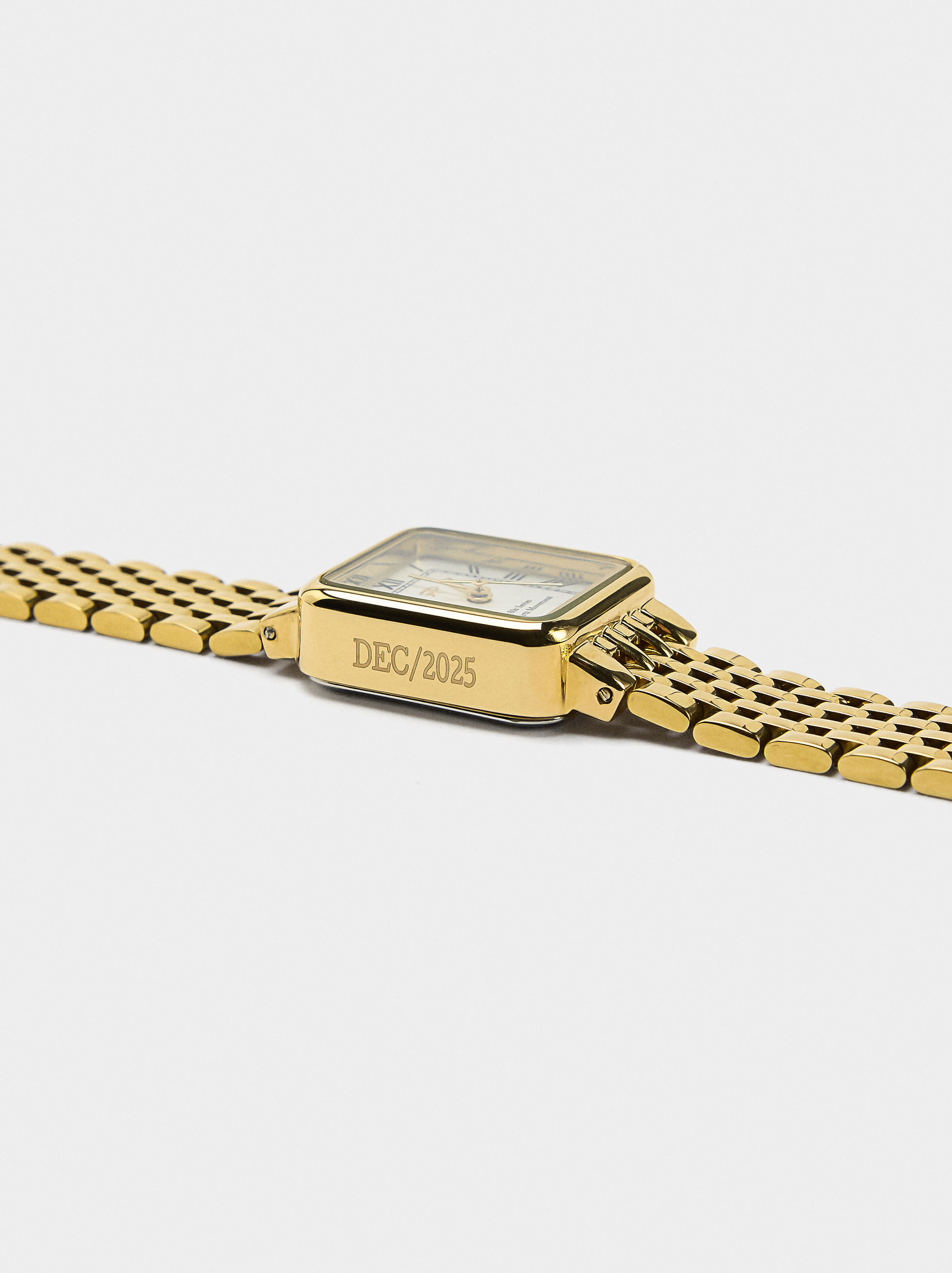 Conjunto de reloj cuadrado y pulsera de acero inoxidable