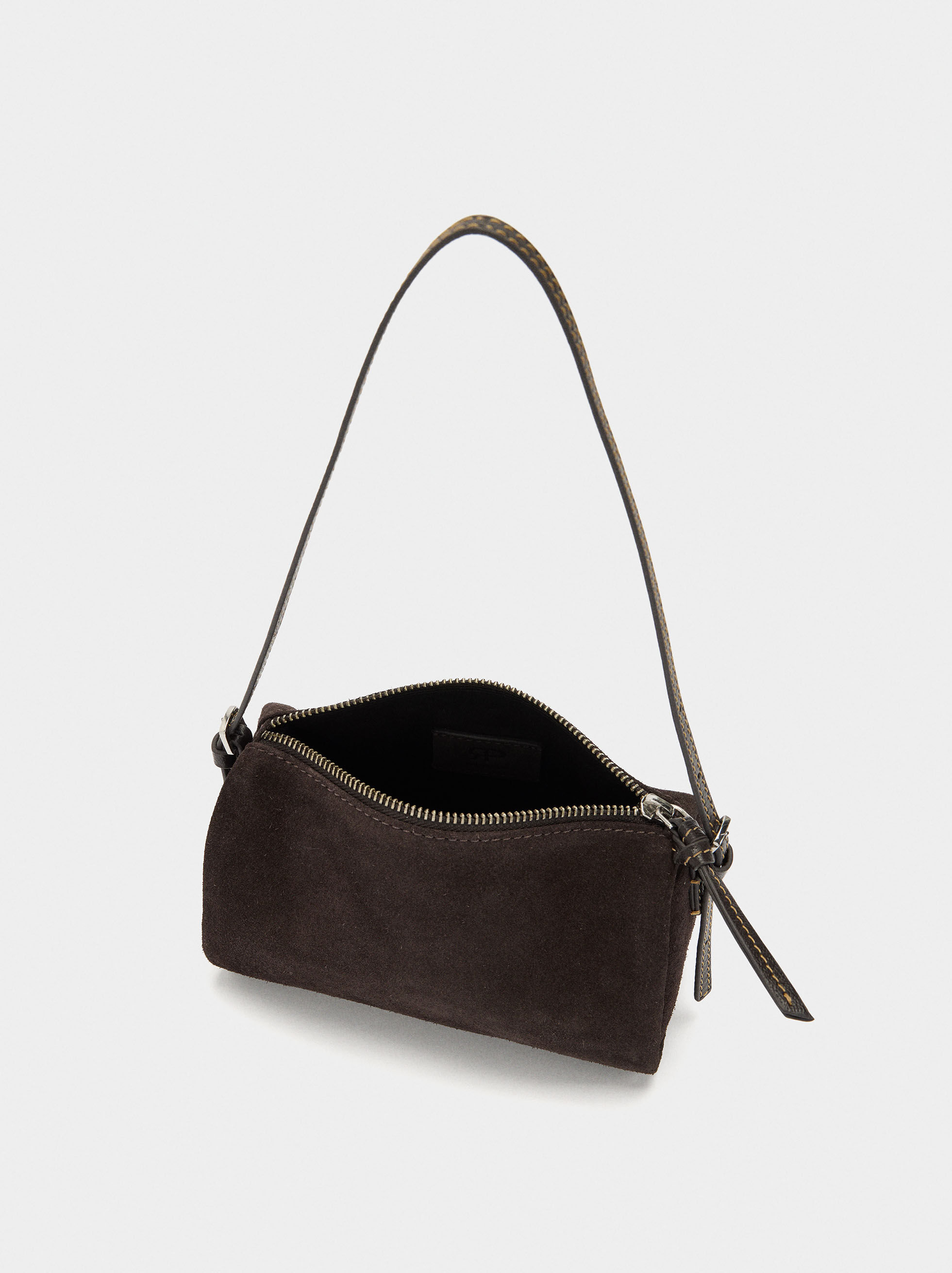 Bolso bandolera largo de cuero