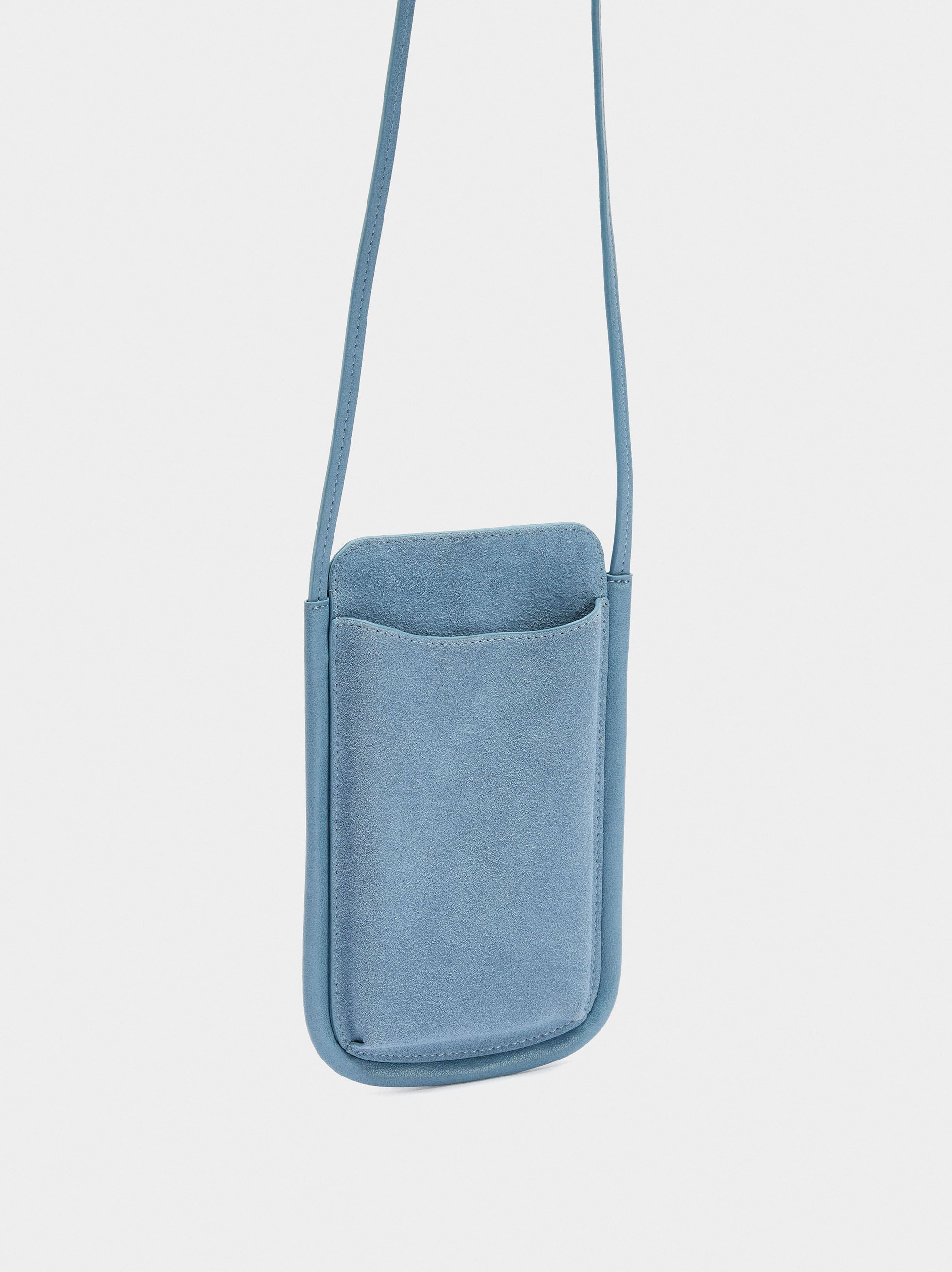 Bolsa para teléfono con detalles de piel
