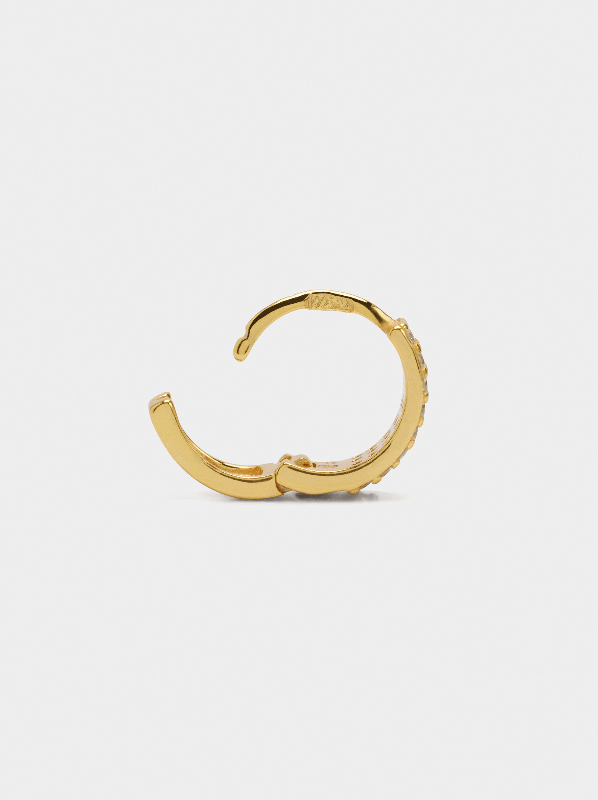 Aro individual grande con circonias - plata de ley 925