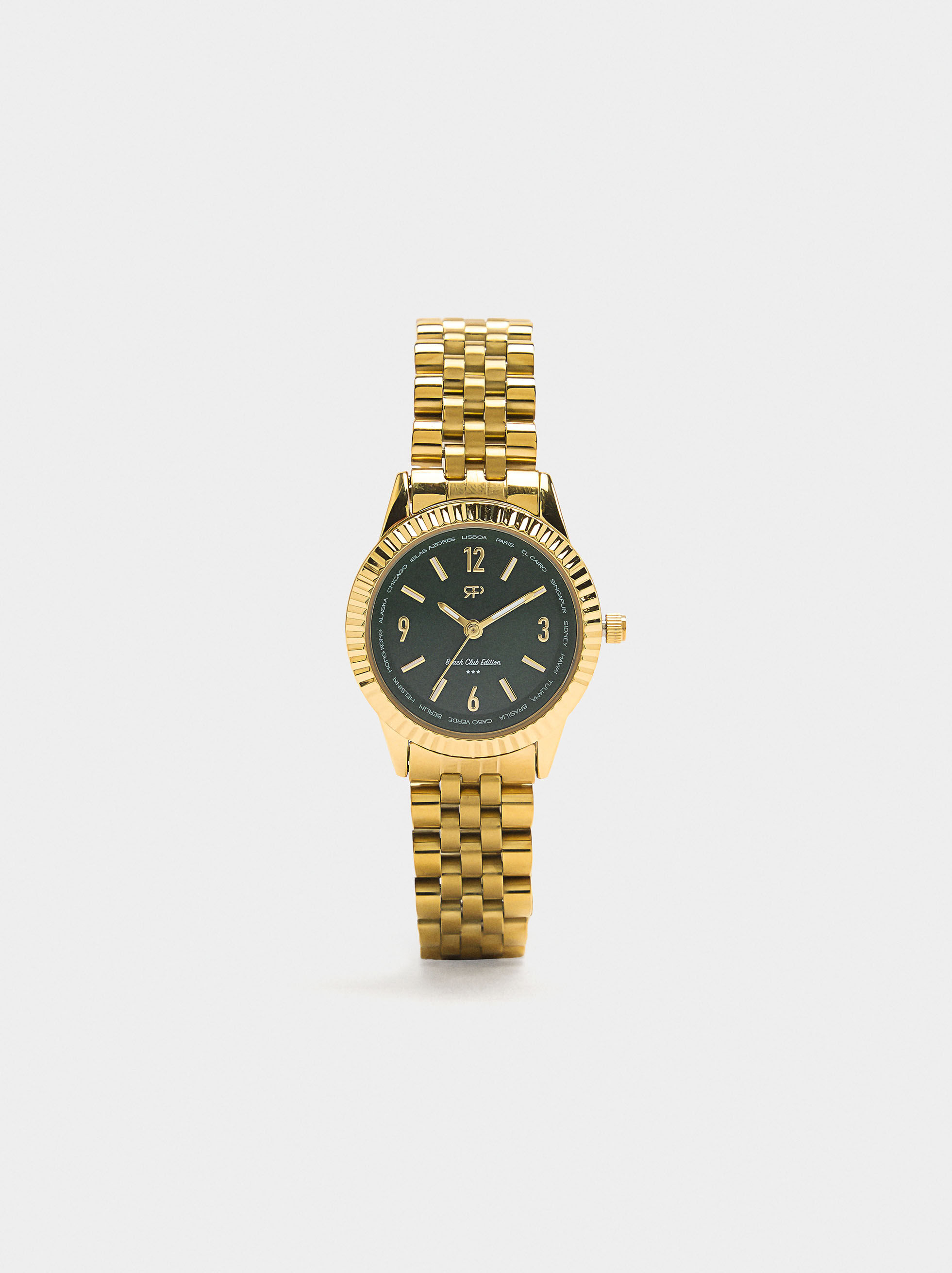 Reloj redondo con pulsera de acero inoxidable
