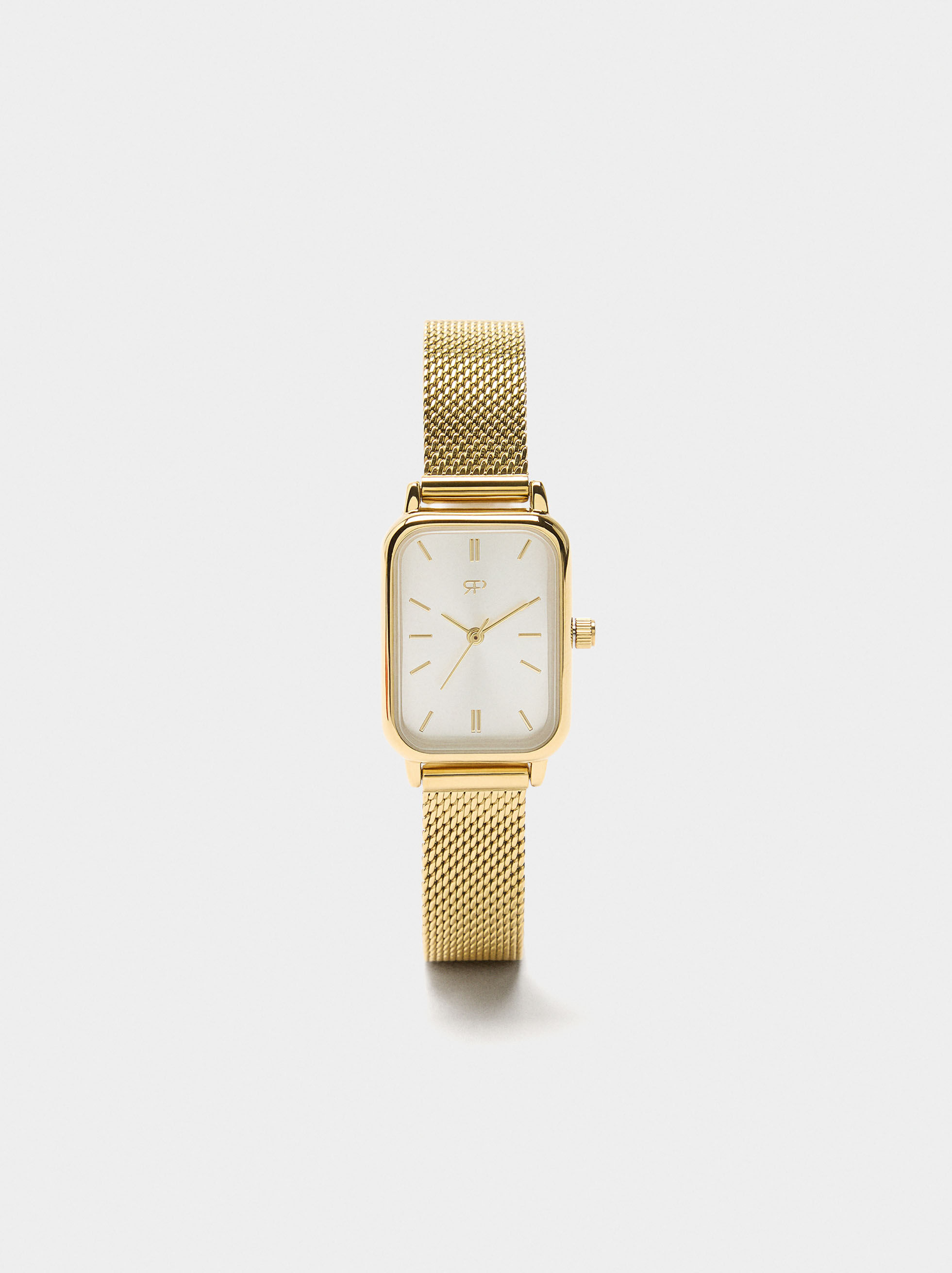 Reloj rectangular pulsera de malla acero inoxidable