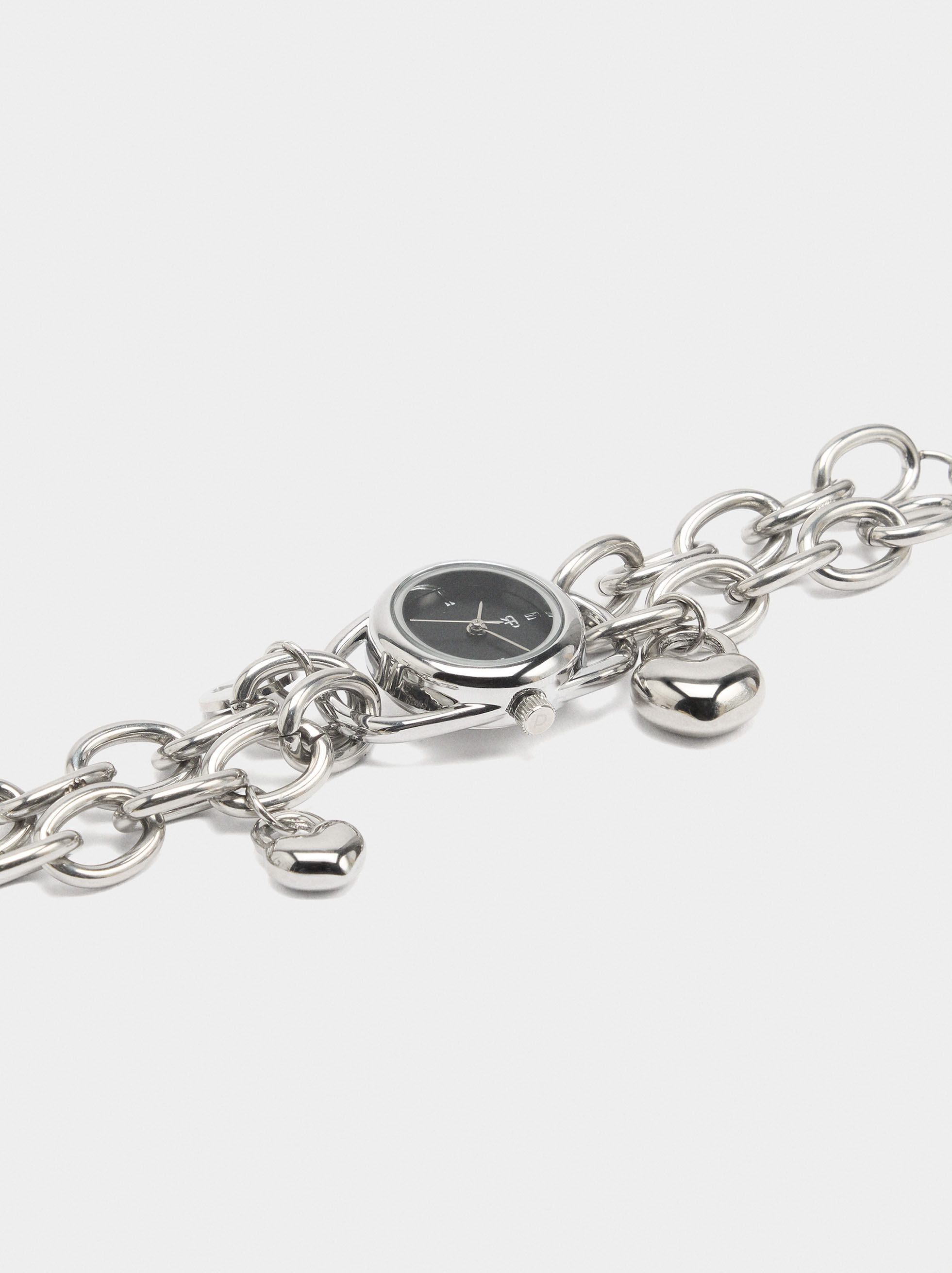 Reloj de pulsera con eslabones con corazones
