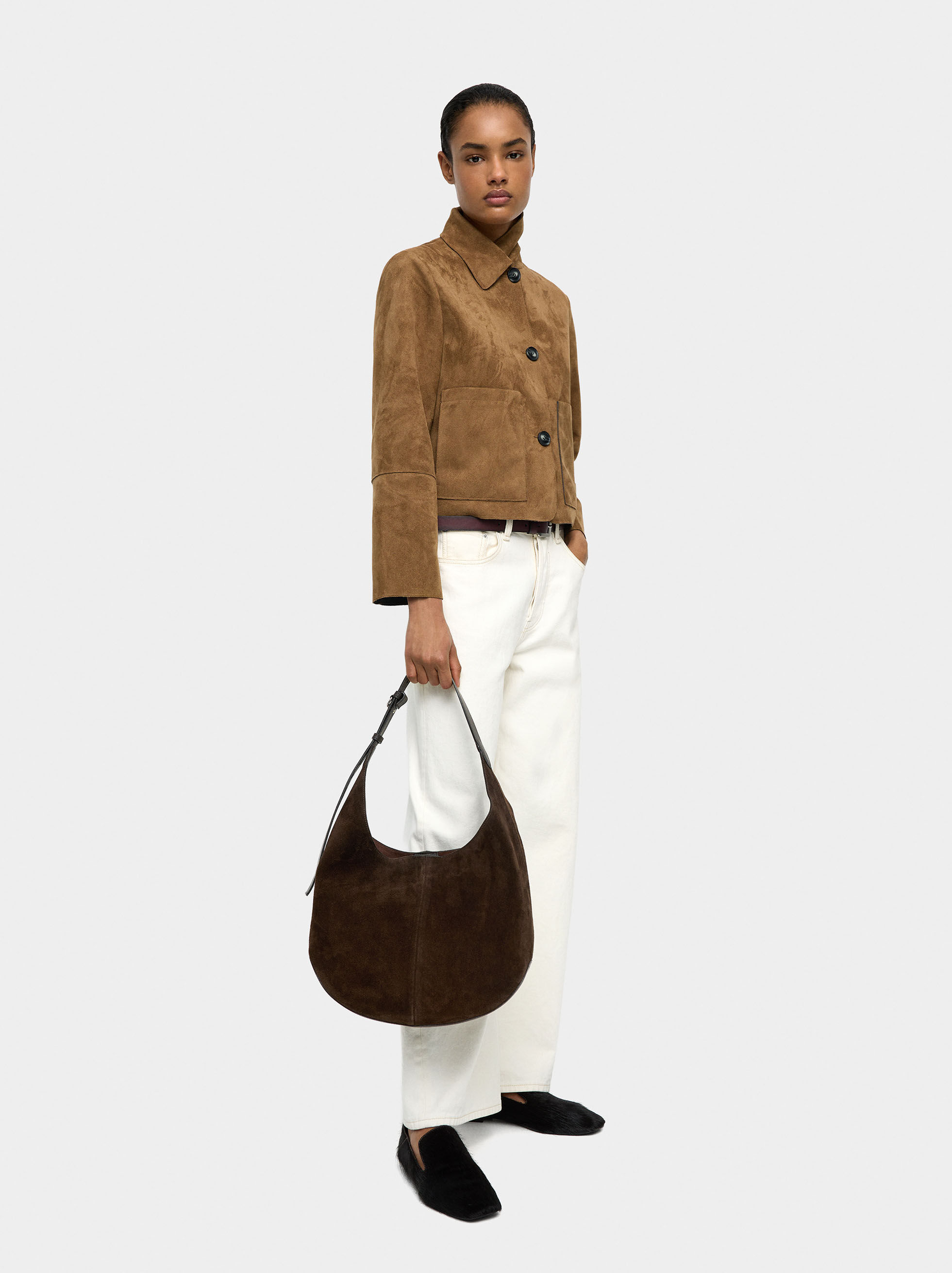 Bolso de hombro de cuero con bolsa extraíble
