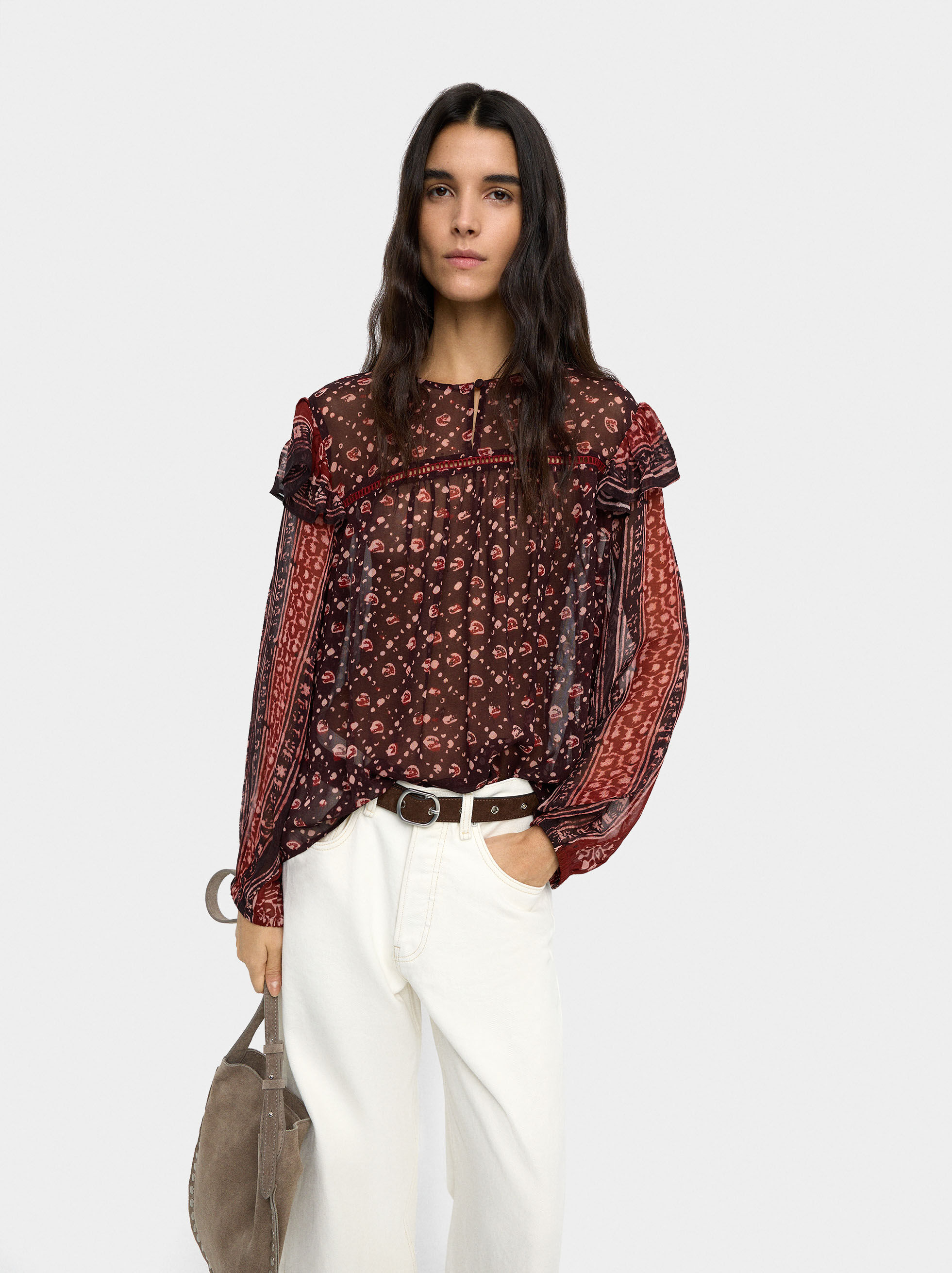 Blusa estampada semitransparente