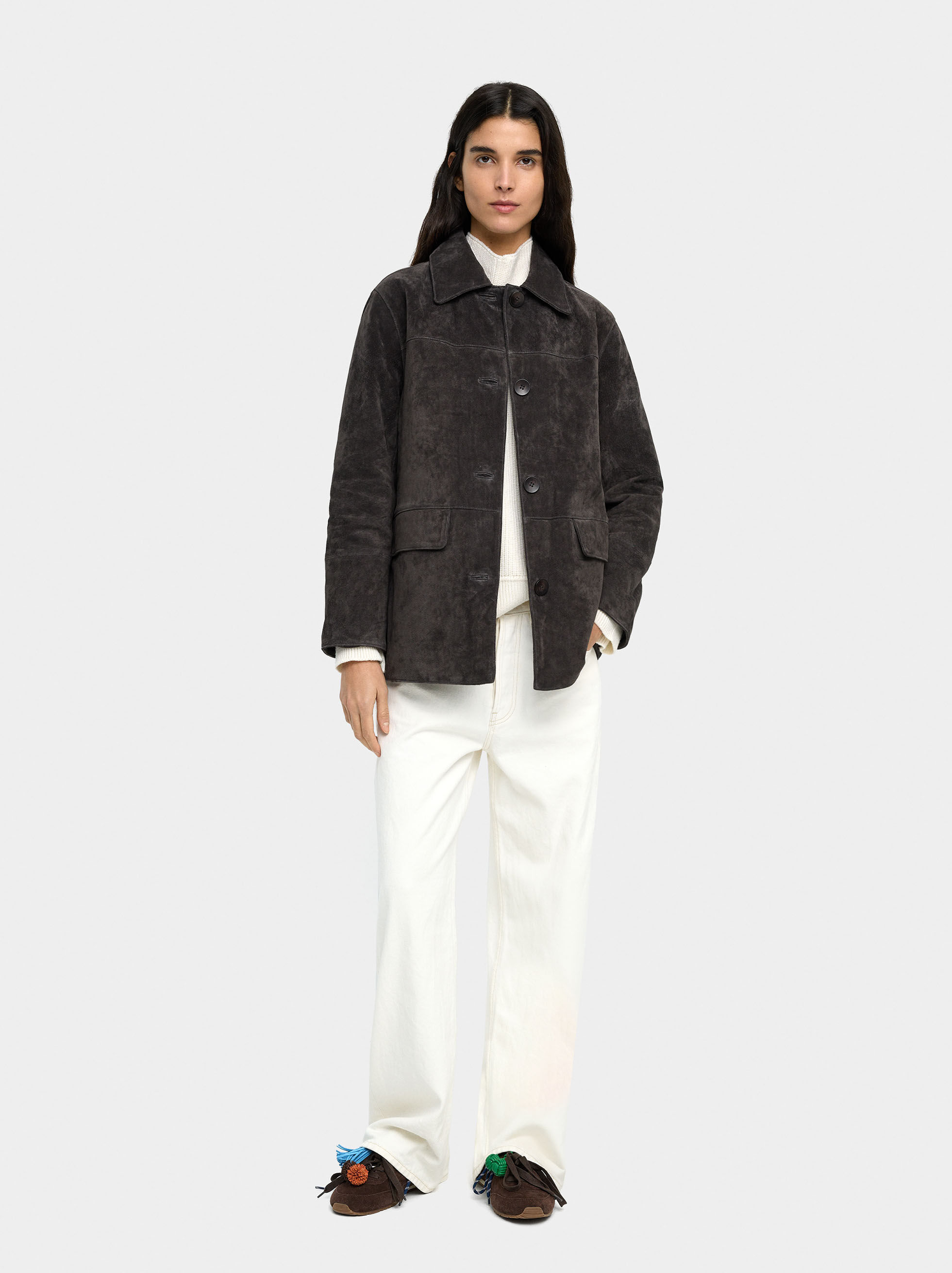 Chaqueta de piel con botones