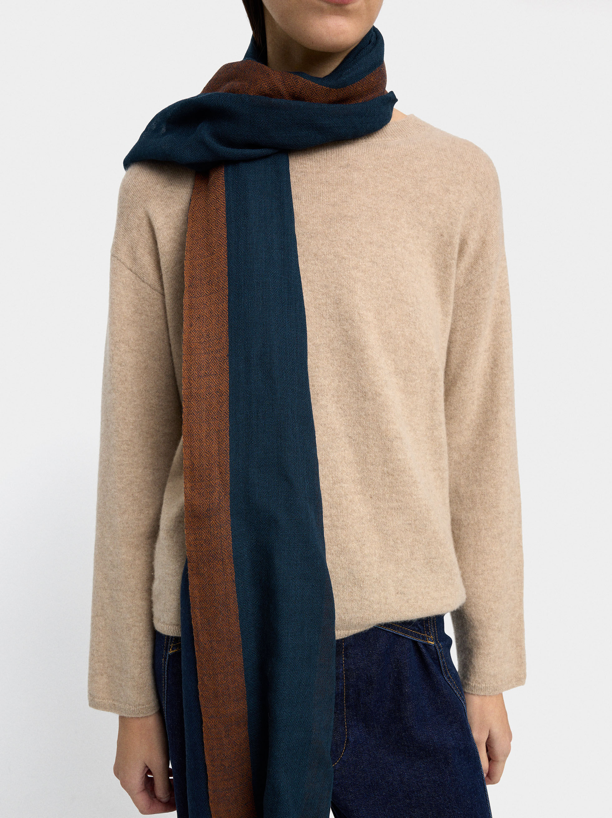 Pashmina con rayas 100 % lana
