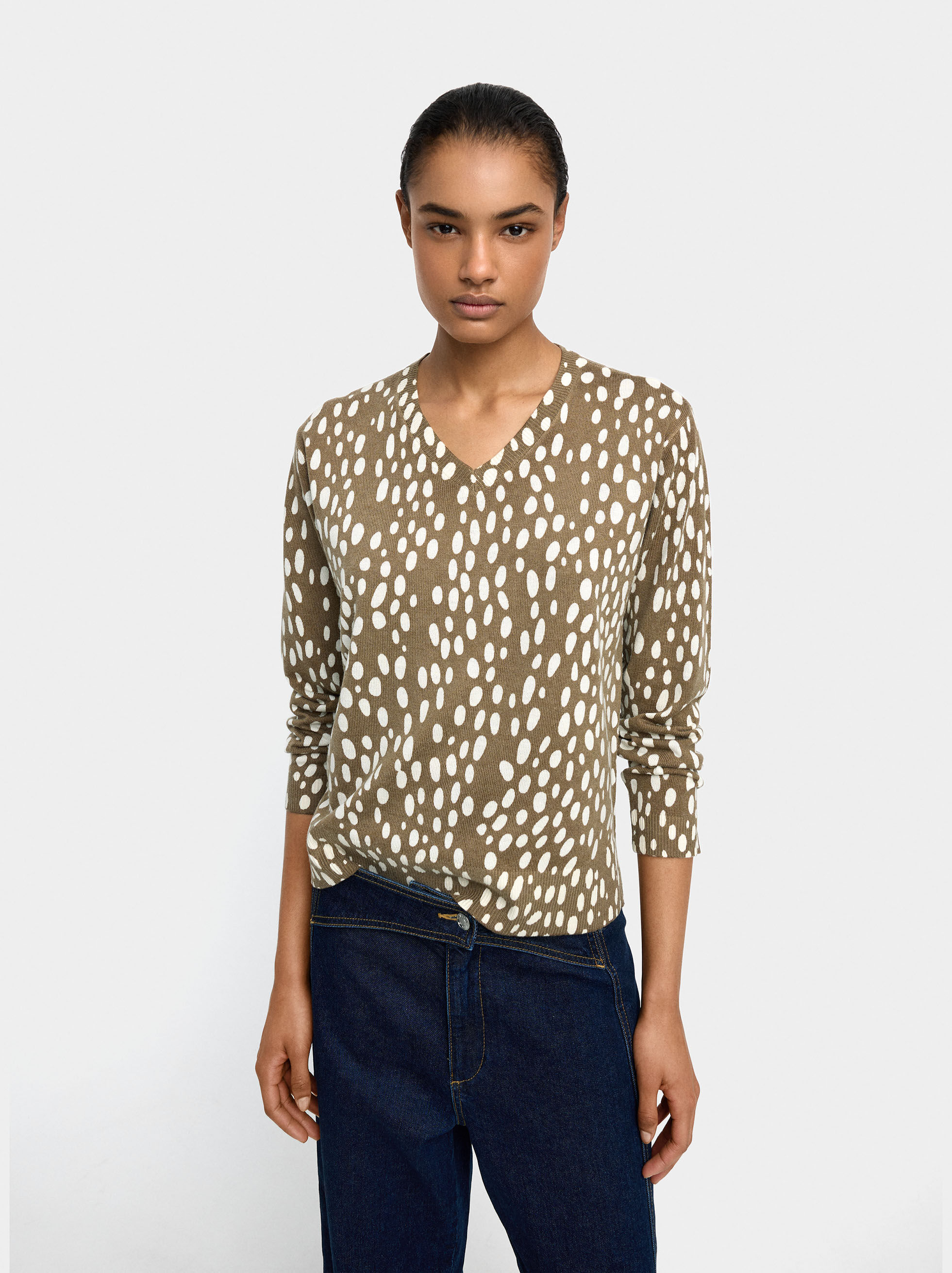 Camisola de malha estampada